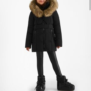 Rudsak Black Kids Coat with Brown Fur Trim